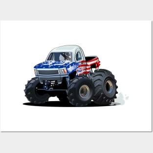 Cartoon monster truck Posters and Art